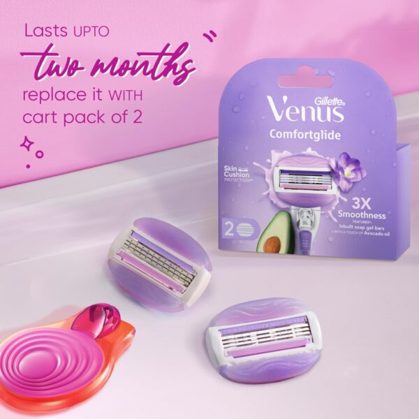 Gillette Venus Snap Hair Remover| Women Body Razor| Pack of 1 | Compact case|Soap gel bar with avocado - Image 4