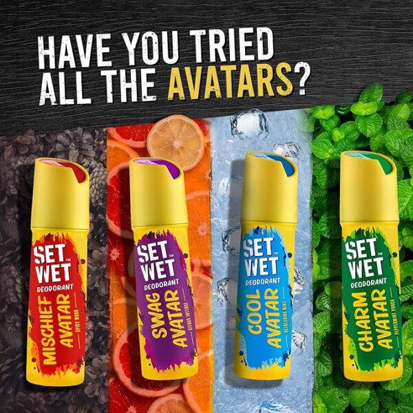 SET WET Deodorant Spray Perfume Cool, Charm & Swag Avatar for men, 150ml (Pack of 3) - Image 4