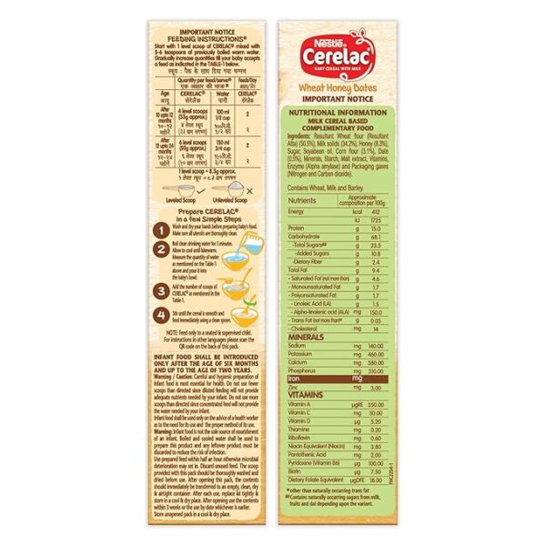 CERELAC Baby Cereal with Milk, Wheat Honey Dates, From 10 to 24 Months, Stage 3, Source of Iron & Protein ,Bag-In-Box Pack, 300g - Image 4