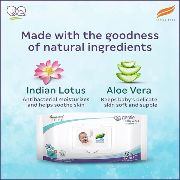 Himalaya Gentle Baby Wipes - 72 Pieces (Pack of 2) - Image 2